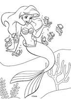 coloriage Arielle la petite sirene et la ronde des hippocampes